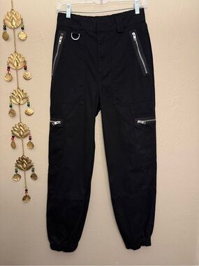 Aritzia Tna Black Utility Cargo Jogger Pants 100% Cotton Size Small